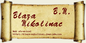 Blaža Mikolinac vizit kartica